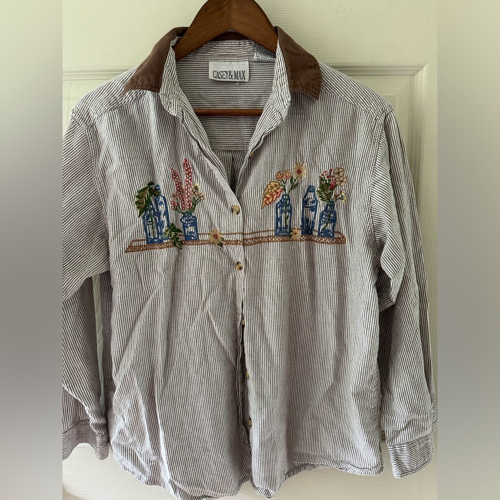 Vintage embroidered button down